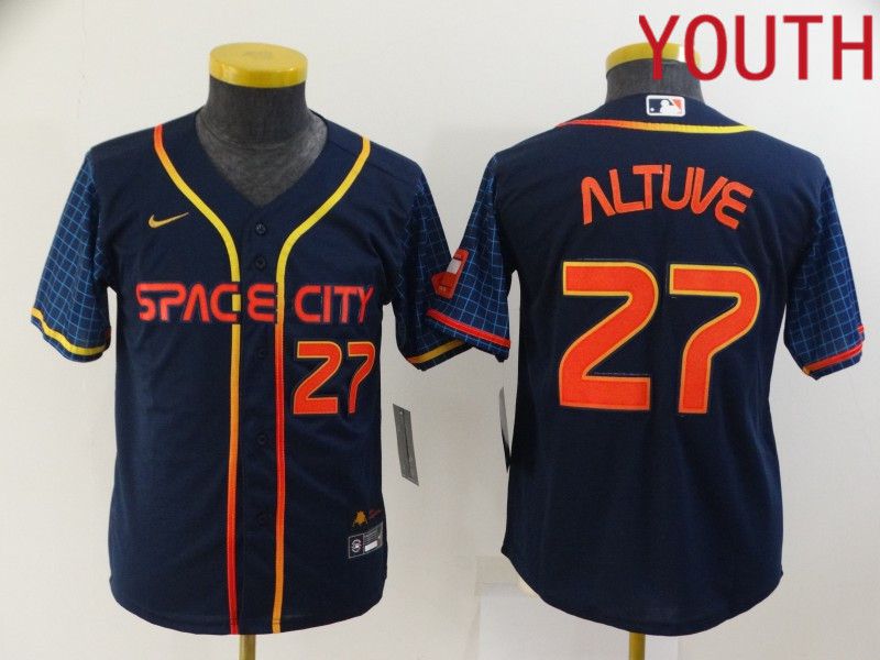 Youth Houston Astros 27 Altuve Blue City Edition Game Nike 2022 MLB Jersey